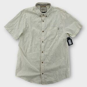 Dravus Shirt Mens Large Button Up Cotton All Over Print Front Pocket ZUMIEZ NWT